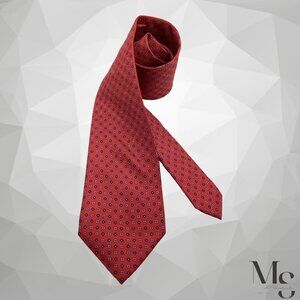 TINCATI MILANO 7Fold XL Red Geometric Silk Tie Italy W:3.5" EX COND